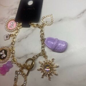 Gold and Purple Charm Bracelet